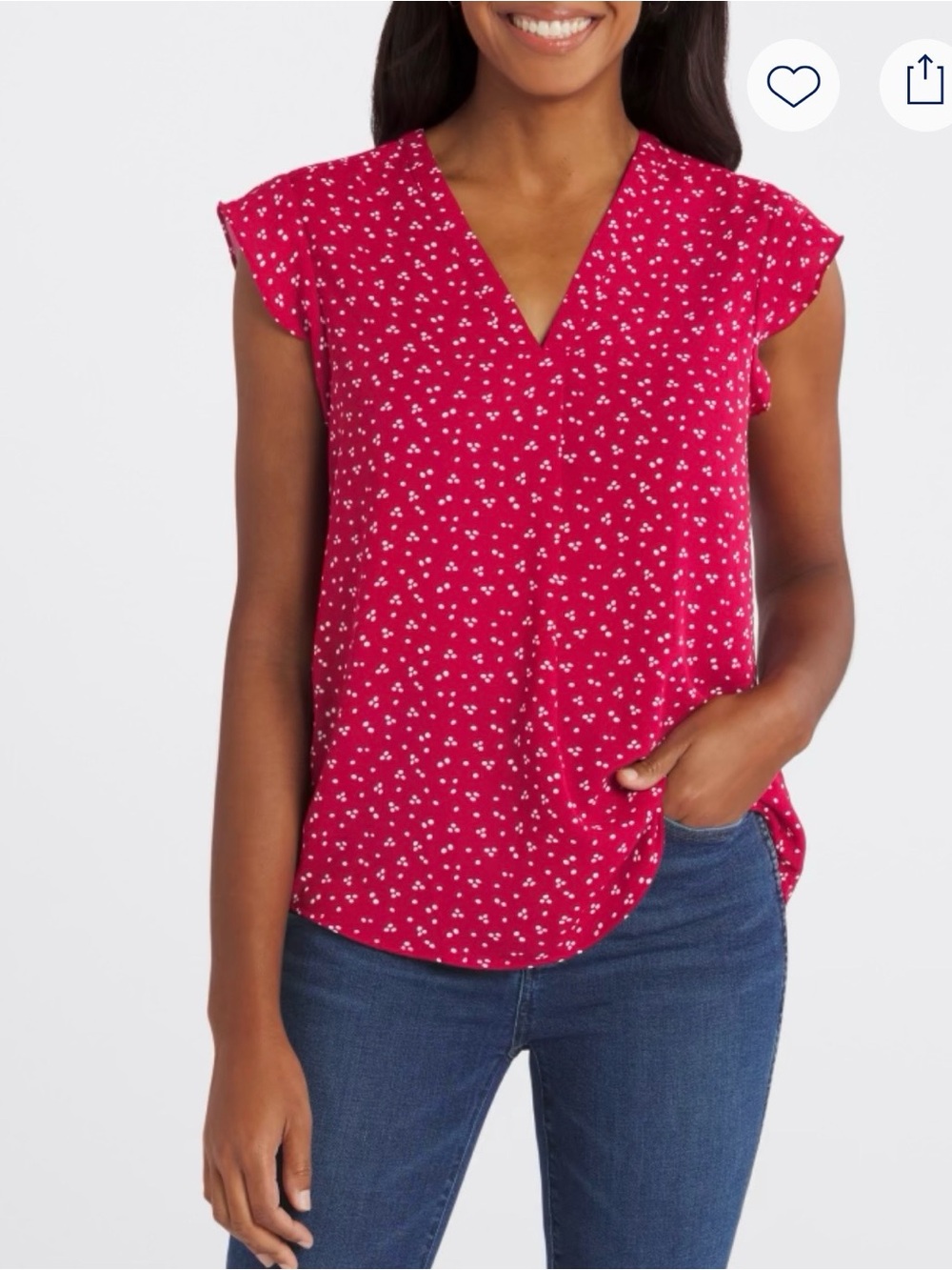 Monday Fun Cheylin Flutter Sleeve Top, Small